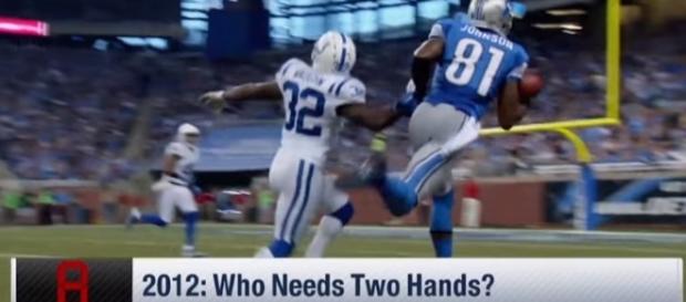 Calvin Johnson touchdown catch with Detroit Lions. -- YouTube screen capture / NFL Network Calvin Johnson touchdown catch with Detroit Lions. -- YouTube screen capture / NFL Network