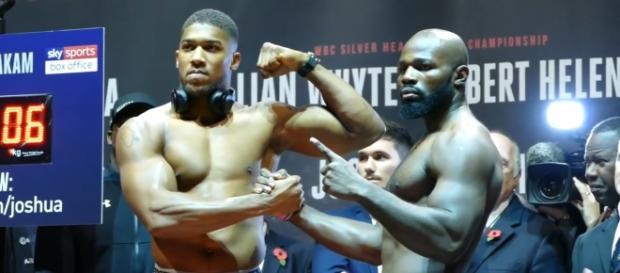 Joshua vs Takam weigh-in - Youtube/SecondsOut Joshua vs Takam weigh-in - Youtube/SecondsOut