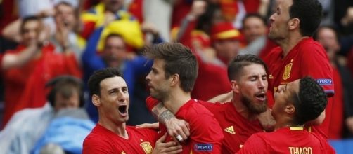 Celebración de un gol de Piqué con la Selección en la pasada Eurocopa