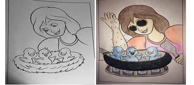 Os desenhos apesar de hilários expressam a realidade do planeta (Fotos - Reprodução/ 9gag) Os desenhos apesar de hilários expressam a realidade do planeta (Fotos - Reprodução/ 9gag)