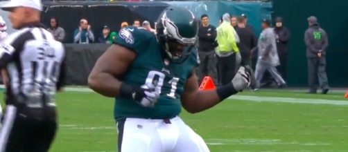Fletcher Cox celebrates after recording a sack against the 49ers. YouTube screen capture / NFL