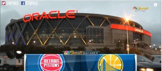 The Golden State Warriors hosted the game at Oracle Arena against the Detroit Pistons. (Image Credit: MLG Highlight/YouTube screencap) The Golden State Warriors hosted the game at Oracle Arena against the Detroit Pistons. (Image Credit: MLG Highlight/YouTube screencap)