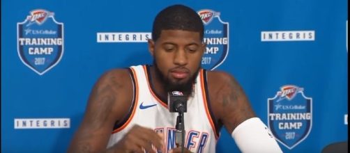 Paul George in a press conference as a member of the OKC Thunder (c) https://www.youtube.com/user/ESPN