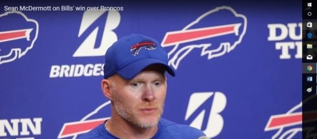 Coach Sean McDermott has the Bills on top of AFC East. Photo Credit: Buffalo News Video/YouTube Coach Sean McDermott has the Bills on top of AFC East. Photo Credit: Buffalo News Video/YouTube