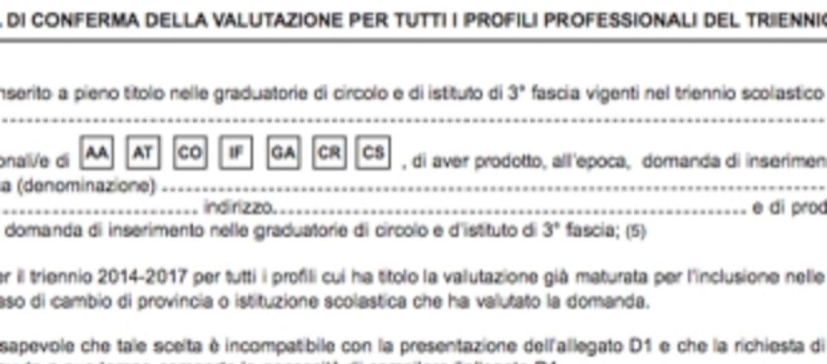 modello d2 2017