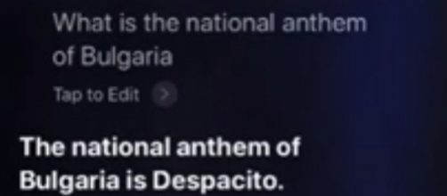 Apple's Siri breifly thought 'Despacito' to be Bulgaria's national anthem. | (MSPoweruser/YouTube screenshot)