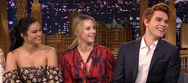 Camila Mendes, Lili Reinhart, and KJ Apa return this October 13 on "Riverdale" 2. (Image Cr: The Tonight Show Starring Jimmy Fallon/YouTube) Camila Mendes, Lili Reinhart, and KJ Apa return this October 13 on "Riverdale" 2. (Image Cr: The Tonight Show Starring Jimmy Fallon/YouTube)