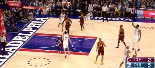 Joel Embiid has developed a nice three-point shot for the Philadelphia 76ers -- Youtube screen capture / NBA