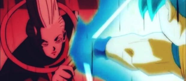 Whis instruye a Goku mientras luchan Whis instruye a Goku mientras luchan