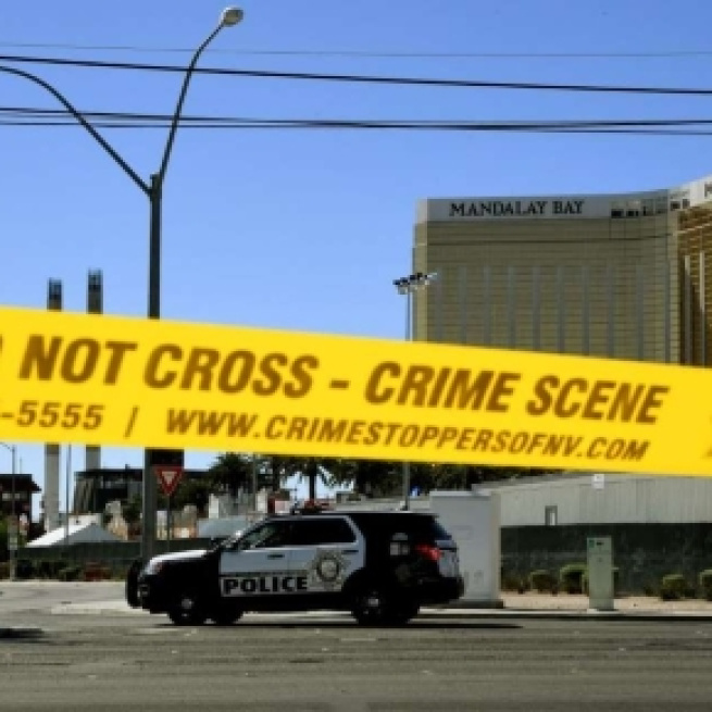 Lugar de la masacre de Las Vegas acordonado por la Policía.