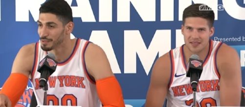 New York Knicks players Enes Kanter and Doug McDermott getting interviewed. -- Youtube screen capture / MSG
