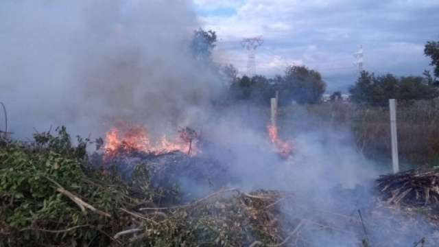 Particolare dell'incendio di sterpaglie
