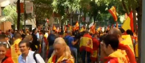 Manifestantes este domingo en Cataluña