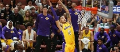 Rookie Kyle Kuzma has been the highlight of the Lakers' preseason so far. [Image via NBA/YouTube]