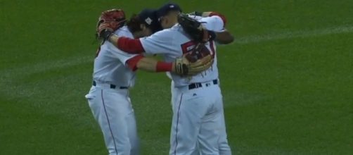 The Red Sox celebrate a Game 3 win of the ALDS against the Houston Astros. [Image via YouTube]