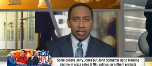 Jerry Jones behind Papa John's blaming declining pizza sales on anthem protests? | First Take |- Image credit - ESPN | YouTube