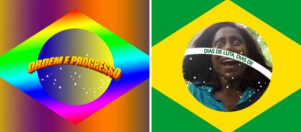 Internet cria alternativas bem-humoradas para projeto de mudança da bandeira nacional (Fotos: Reprodução/Twitter) Internet cria alternativas bem-humoradas para projeto de mudança da bandeira nacional (Fotos: Reprodução/Twitter)