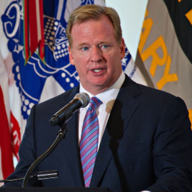 NFL Commissioner Roger Goodell in better days...photo credit SSG Teddy Wade, U.S. State Dept. via Wikimedia Commons
