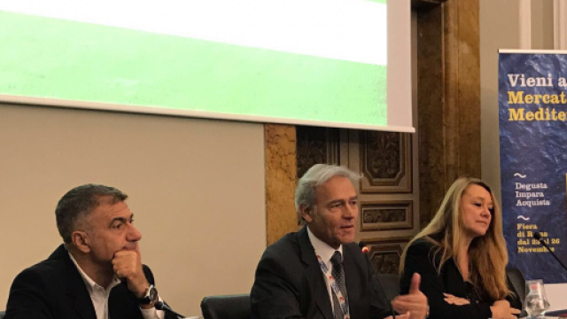 Mercato Mediterraneo, presentazione a Roma, Palazzo Rospigliosi, primo a sinistra Pecoraro Scanio, presidente del comitato scientifico