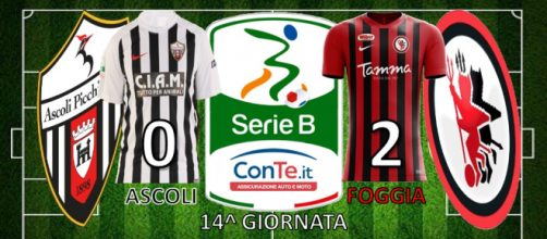 Termina 0-2 Ascoli-Foggia, match valido per la 14^ giornata del campionato di Serie B ConTe.it 2017/18