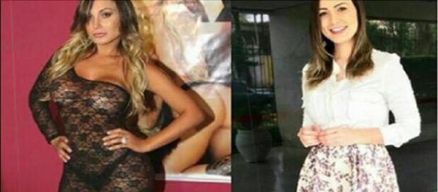 Andressa Urach, antes e depois de se converter. Andressa Urach, antes e depois de se converter.
