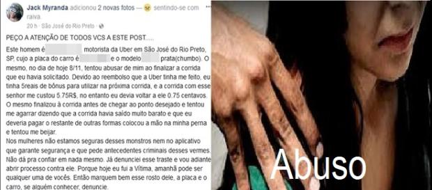 Cliente da Uber é abusada por motorista Cliente da Uber é abusada por motorista
