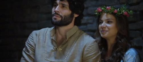 Lázaro se casa com Joana na novela (Foto: Reprodução/RecordTV)