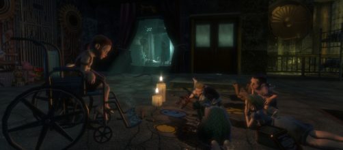 Bioshock's creepy children, the "Little Sisters" [video game screen cap]