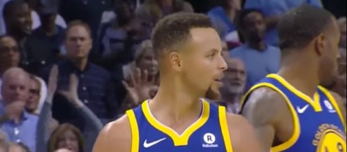 Steph Curry ejected for throwing mouth piece. - [ESPN / YouTube screencap]