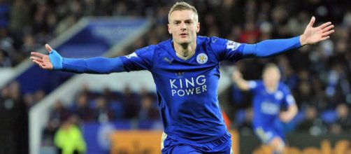 Leicester City's striker Jamie Vardy celebrates a goal in a past match. (Image Credit: LeicesterCity TigerShop/Flickr)