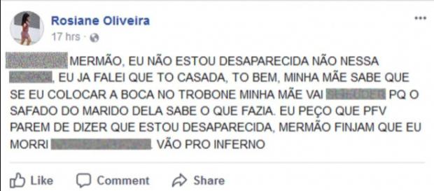 Jovem usa Facebook para dizer que não está desaparecida Jovem usa Facebook para dizer que não está desaparecida