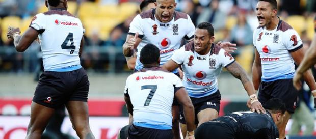 Fiji players celebrate their historic 2-4 victory over New Zealand. Image Source: Sky Sports Fiji players celebrate their historic 2-4 victory over New Zealand. Image Source: Sky Sports