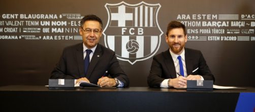 FC Barcelona President Josep Maria Bartomeu and Lionel Messi | Photo Credit Miguel Ruiz FC Barcelorna