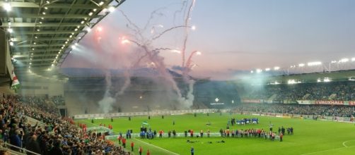 Fireworks mark Northern Ireland qualifying for Euro 2016 (Credit: Owen Polley 2016).