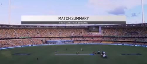 Overview of ground of the Brisbane test that Australia won. (Image credit screenshot YouTube-cricedge highlights)