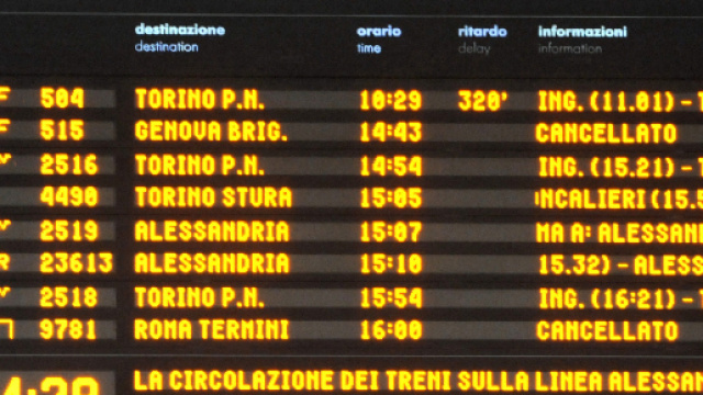 Un tabellone delle partenze dei treni