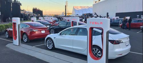 First production models of the Tesla Model 3 ready for delivery. - [Image credit – Steve Jurvetson, Wikimedia Commons]