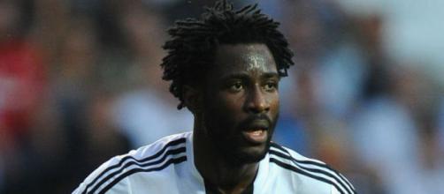 Swansea City striker Wilfried Bony in a past match. ( Image Credit: Tricia H. Kuhn/Flickr)