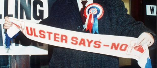 Ulster's DUP has torpedoed Theresa May's deal [Image: Edited by Fergus Mason from out of copyright 1986 image]