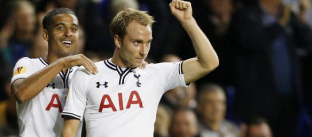 Tottenham Hotspurs midfielder Christian Eriksen celebrates his goal with a teammate in a past match. (Image Credit: Ambrose Carrow/Flickr) Tottenham Hotspurs midfielder Christian Eriksen celebrates his goal with a teammate in a past match. (Image Credit: Ambrose Carrow/Flickr)