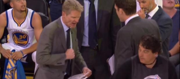 Warriors coach Steve Kerr is disappointed with the decision that led to Kevin Durant hurting his ankle even further -- The Fumble via YouTube Warriors coach Steve Kerr is disappointed with the decision that led to Kevin Durant hurting his ankle even further -- The Fumble via YouTube