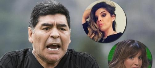 Diego Armando Maradona y las dos mujeres a las que ataca, su ex mujer y su hija.