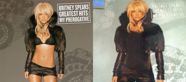Capa de álbum da cantora Britney Spears no Ocidente e no Oriente Médio (Foto: Reprodução) Capa de álbum da cantora Britney Spears no Ocidente e no Oriente Médio (Foto: Reprodução)