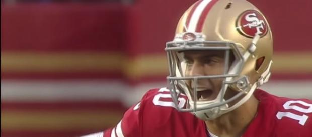 Quarterback Jimmy Garoppolo had his first taste of action as a member of the San Francisco 49ers -- NFL via YouTube Quarterback Jimmy Garoppolo had his first taste of action as a member of the San Francisco 49ers -- NFL via YouTube
