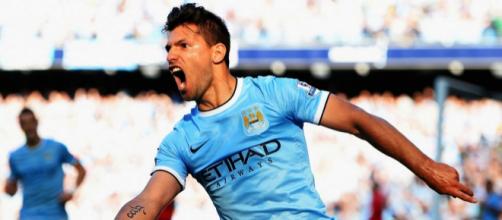 Manchester City striker Sergio Aguero celebrates his goal in a past match. (Image Credit: Thomas Richards/Flickr)