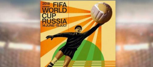 Lev Yashin immortalato sul poster ufficiale di Russia 2018 (fonte Fifa.com)