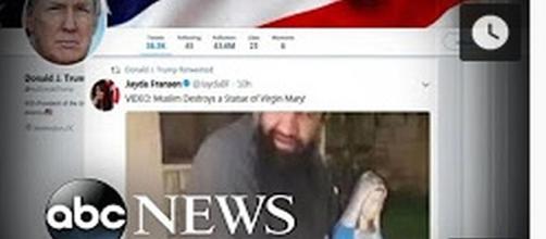 Trump's retweet of fake video showing violence [Media Source: ABC News/YouTube]