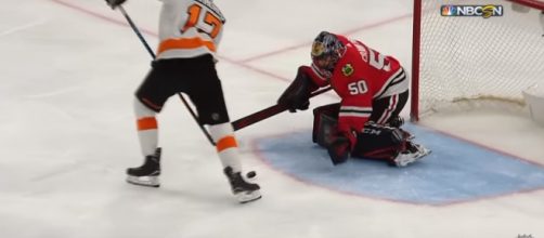 Crawford stopped 35 shots against the Flyers last week - image - NHL/Youtube
