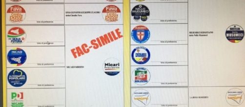 Il fac-simile della scheda elettorale per le elezioni regionali in Sicilia