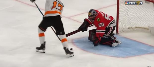 Crawford stopped 35 shots against the Flyers last week - image - NHL/Youtube Crawford stopped 35 shots against the Flyers last week - image - NHL/Youtube